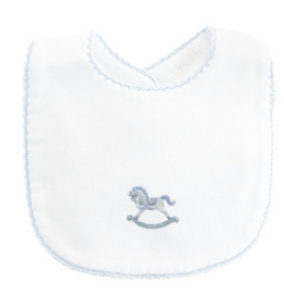 BABY CLUB CHIC tiny rocking horse bib w/crochet trim
