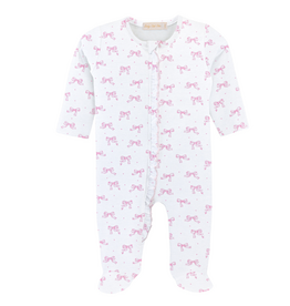 BABY CLUB CHIC tiny pretty bows zipper footie w/ruffles