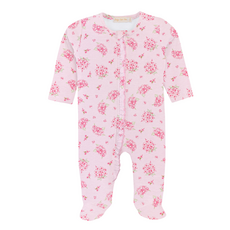 BABY CLUB CHIC soft hydrangeas zipper footie w/ruffles