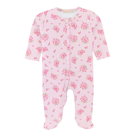 BABY CLUB CHIC soft hydrangeas zipper footie w/ruffles