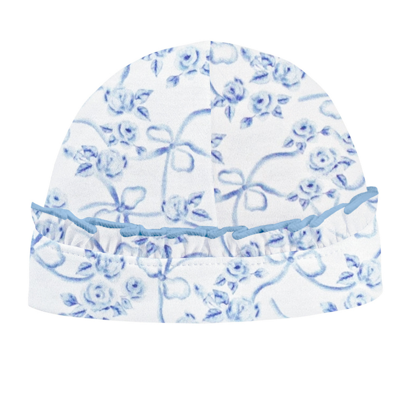 BABY CLUB CHIC blue romantic toile hat w/ ruffle