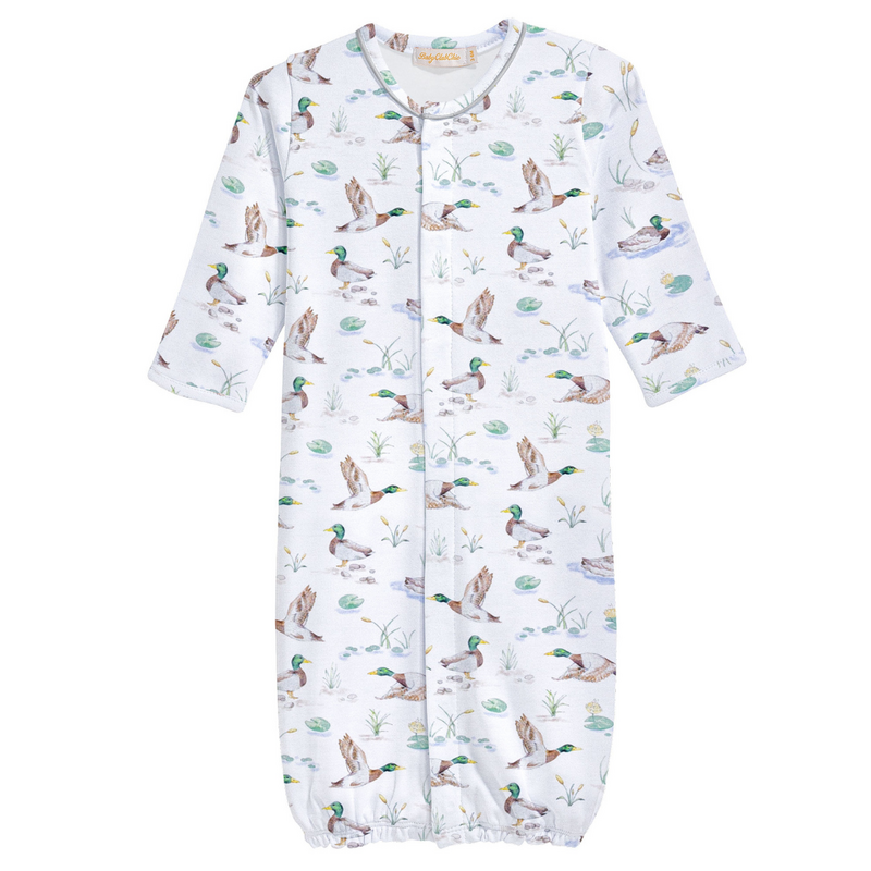 BABY CLUB CHIC mallard ducks conv. gown  w/piping