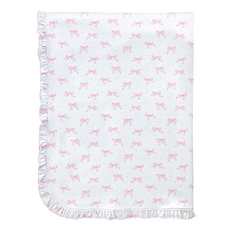 BABY CLUB CHIC tiny pretty bows blanket with ruffle 30 x28.5 in