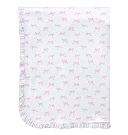 BABY CLUB CHIC tiny pretty bows blanket with ruffle 30 x28.5 in