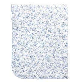 BABY CLUB CHIC blue romantic toile blanket with ruffle 30'x28.5' in