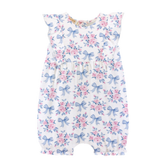 BABY CLUB CHIC blue floral bows romper w/ruffles