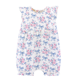 BABY CLUB CHIC blue floral bows romper w/ruffles