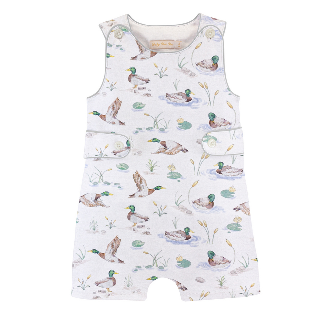 BABY CLUB CHIC mallard ducks romper w/buttons
