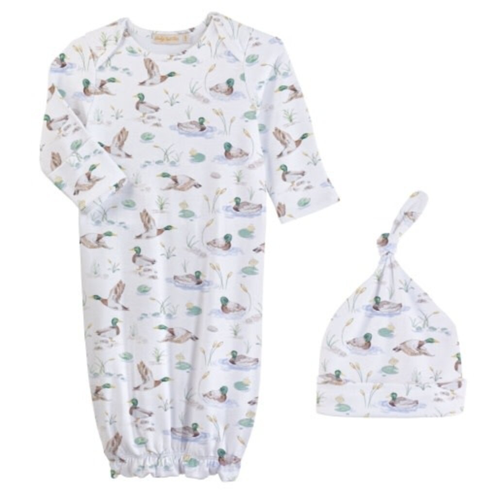 BABY CLUB CHIC mallard ducks gown and hat set