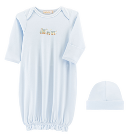 BABY CLUB CHIC little train gown w/pipping trim & hat set