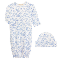 BABY CLUB CHIC blue romantic toile gown and hat set