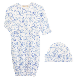 BABY CLUB CHIC blue romantic toile gown and hat set