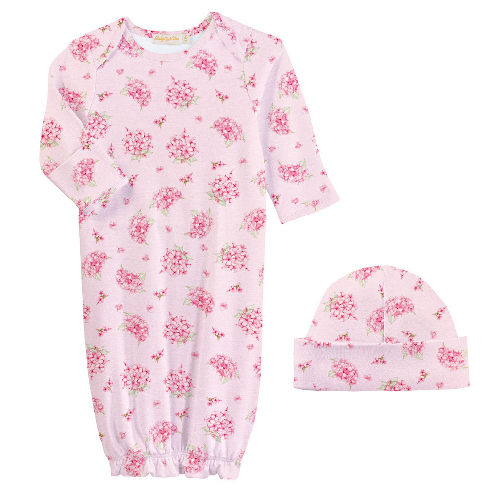 BABY CLUB CHIC soft hydrangeas gown and hat set