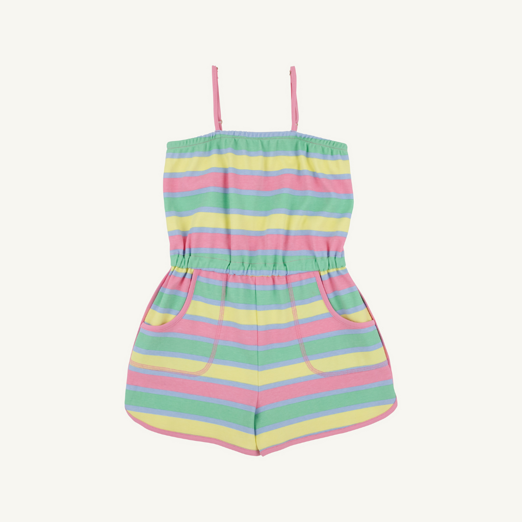 THE BEAUFORT BONNET COMPANY TOWNLEY T ROMPER Samford Stripe (Hamptons Hot Pink)/Worth Ave White