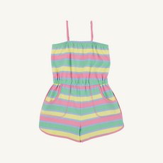 THE BEAUFORT BONNET COMPANY TOWNLEY T ROMPER Samford Stripe (Hamptons Hot Pink)/Worth Ave White