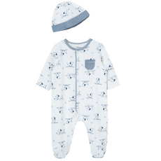 Little Me puppy toile footie/hat