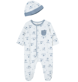 Little Me puppy toile footie/hat