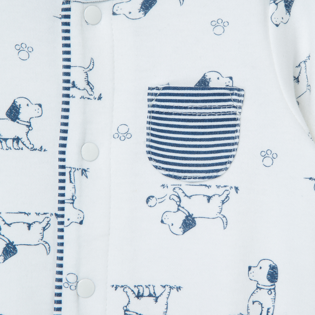 Little Me puppy toile footie/hat