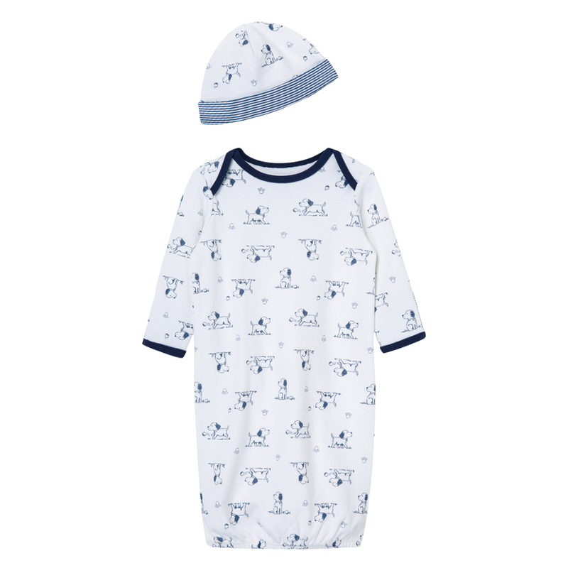 Little Me puppy toile gown/hat