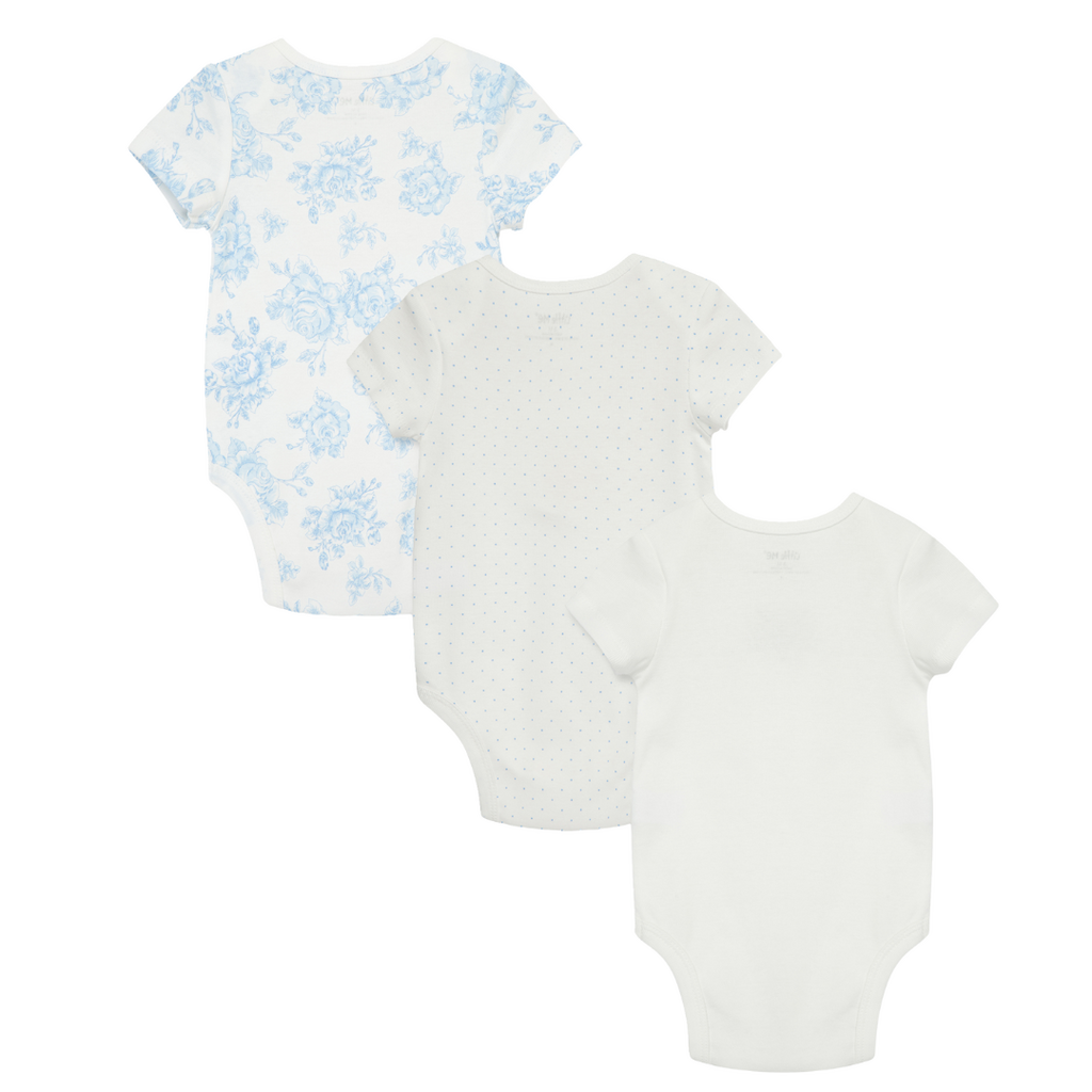 Little Me blue roses 3pk bodysuit