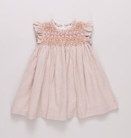 PINK CHICKEN Girls Stevie Dress - Tawny Brown Stripe