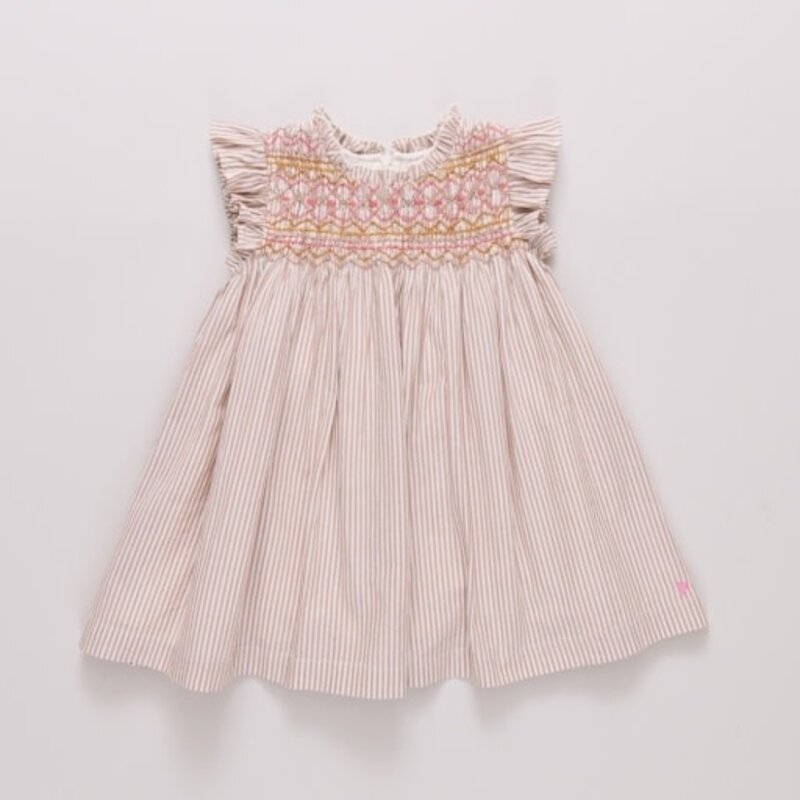 PINK CHICKEN Girls Stevie Dress - Tawny Brown Stripe