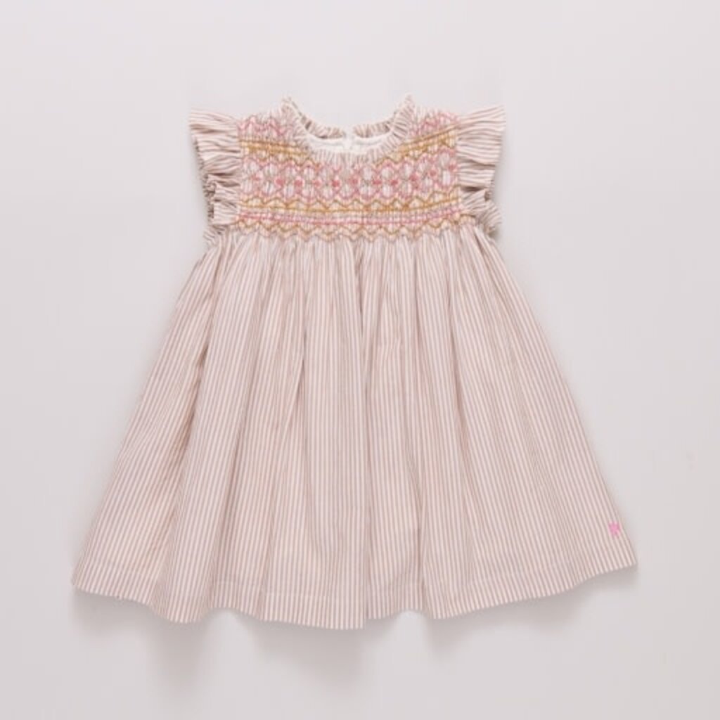 PINK CHICKEN Girls Stevie Dress - Tawny Brown Stripe