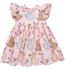PINK CHICKEN Girls Jennifer Double Ruffle Dress - Vintage Bunnies