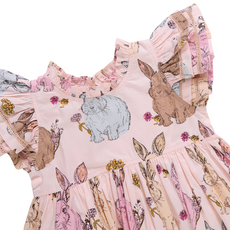 PINK CHICKEN Girls Jennifer Double Ruffle Dress - Vintage Bunnies