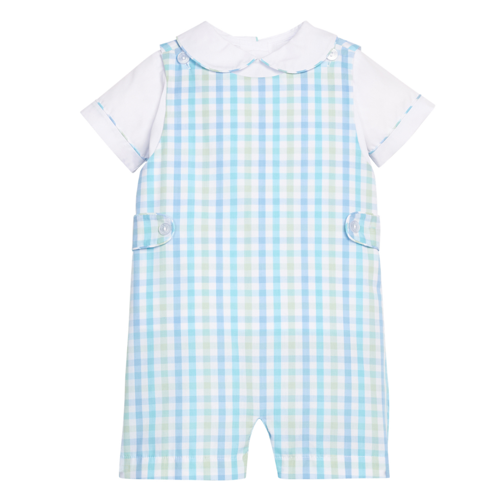 LITTLE ENGLISH Button Tab John John Set - Briarcliff Plaid