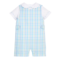LITTLE ENGLISH Button Tab John John Set - Briarcliff Plaid