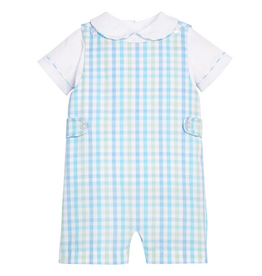 LITTLE ENGLISH Button Tab John John Set - Briarcliff Plaid
