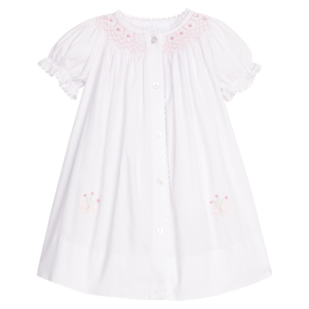 LITTLE ENGLISH Smocked Heirloom Gown - Pink Roses