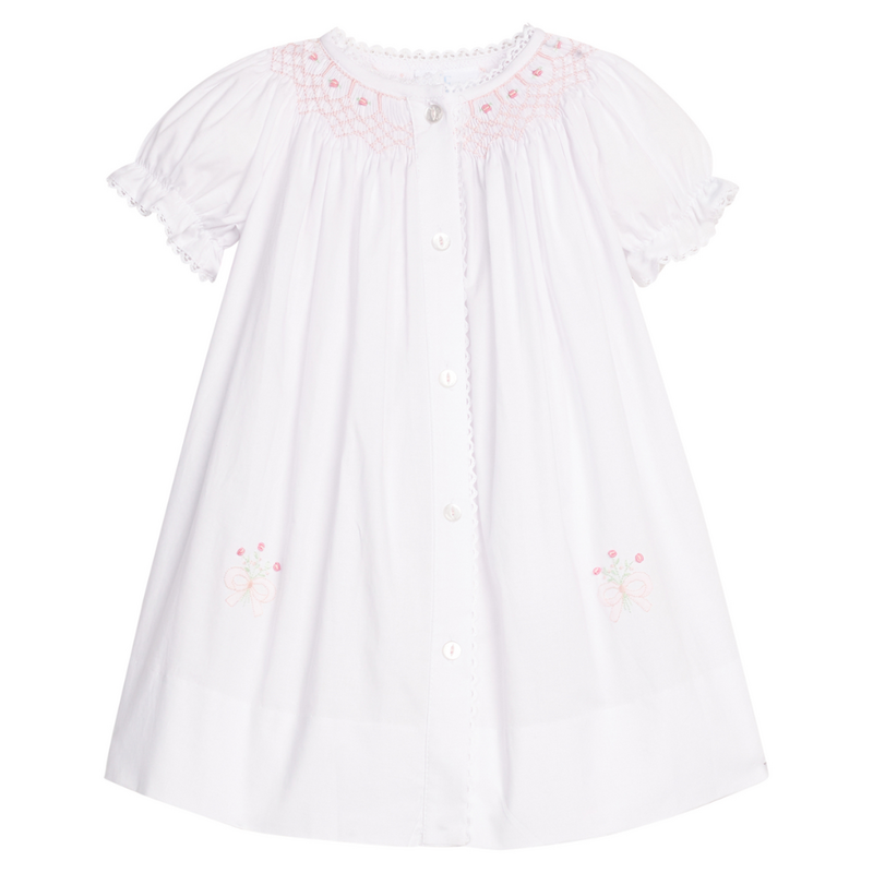 LITTLE ENGLISH Smocked Heirloom Gown - Pink Roses