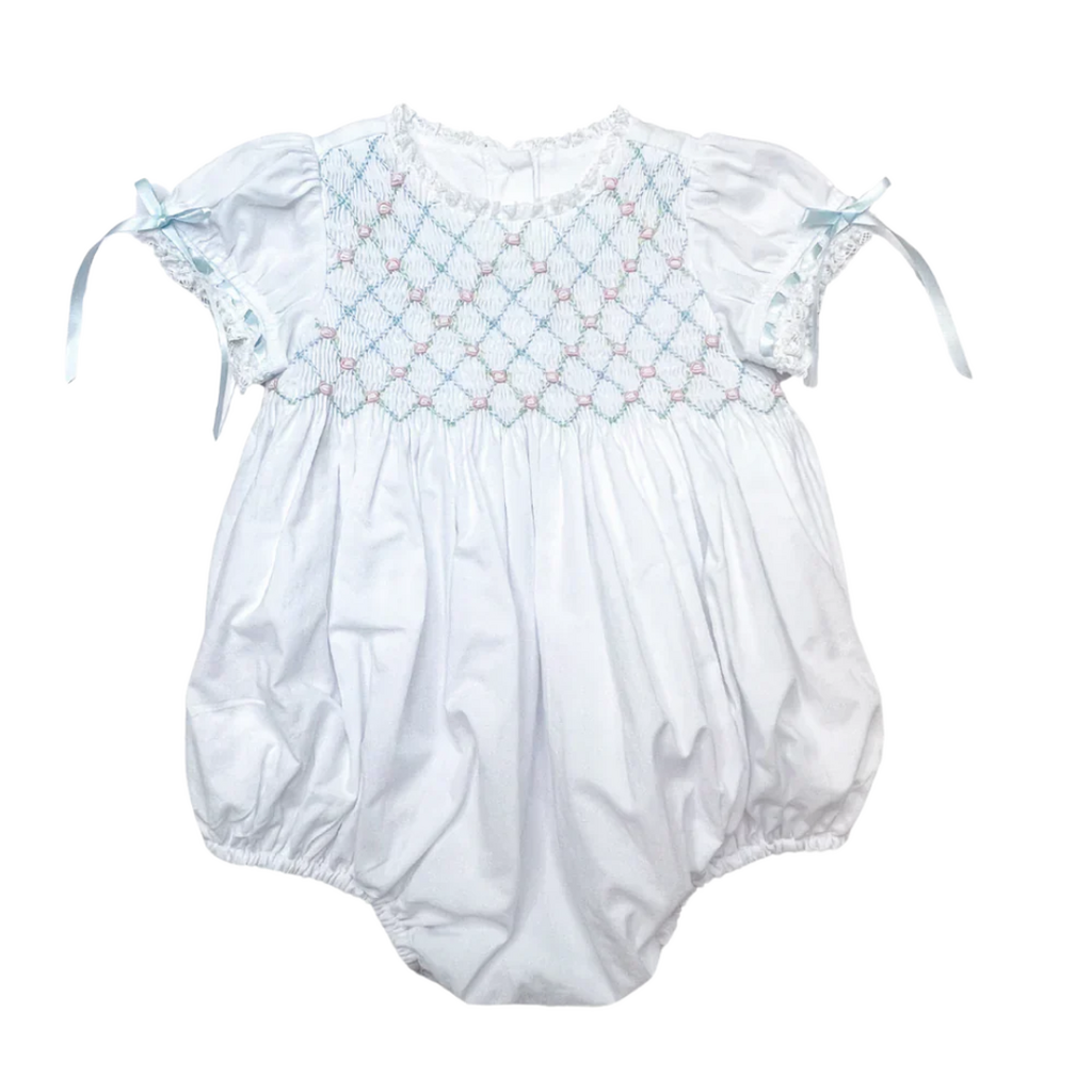 PERCY & TYNE HEIRLOOM SMOCKED BUBBLE WHITE