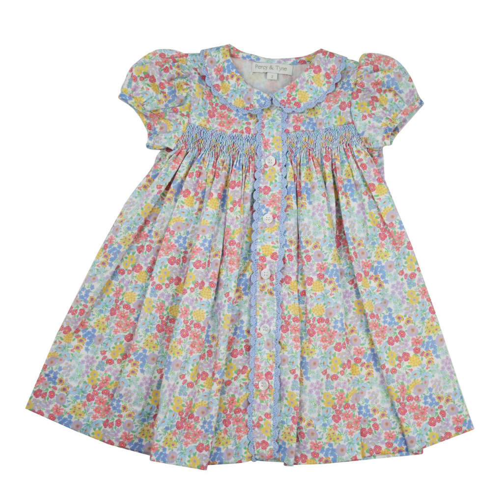 PERCY & TYNE SS SMOCKED PLACKET DRESS-CHURCHILL FLORAL