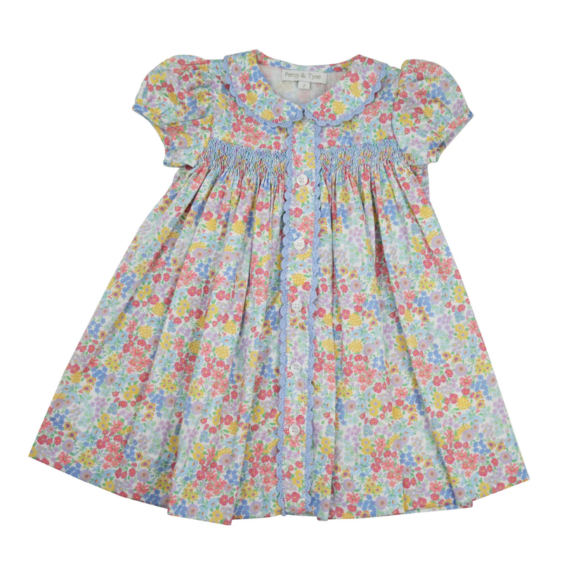 PERCY & TYNE SS SMOCKED PLACKET DRESS-CHURCHILL FLORAL