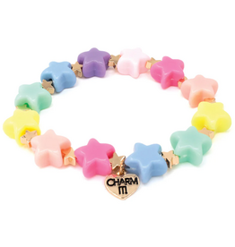 CHARM IT! GOLD PASTEL STAR STRETCH BEAD BRACELET