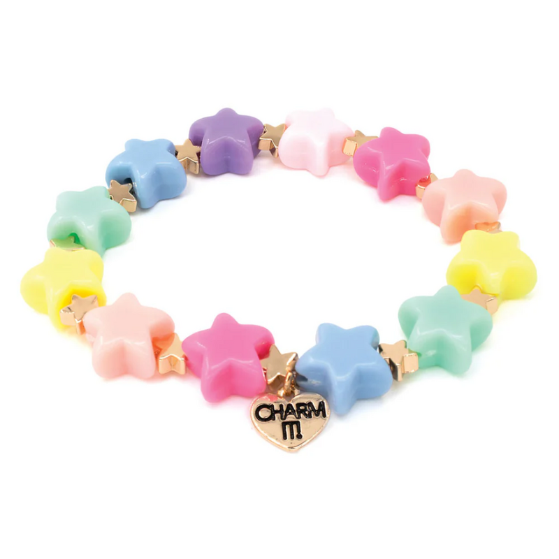 CHARM IT! GOLD PASTEL STAR STRETCH BEAD BRACELET