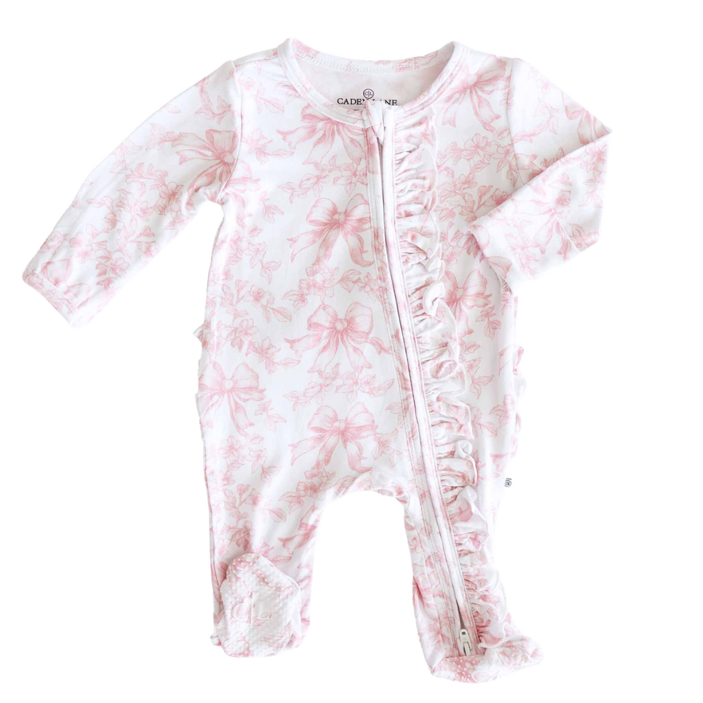 CADEN LANE FANCY FRILLS RUFFLE ZIPPER FOOTIE