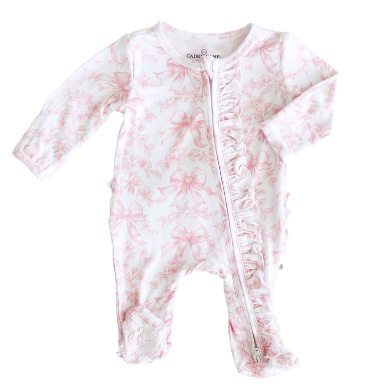 CADEN LANE FANCY FRILLS RUFFLE ZIPPER FOOTIE