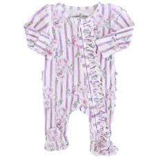 CADEN LANE LILA'S LILACS BAMBOO WAFFLE RUFFLE ZIPPER FOOTIE