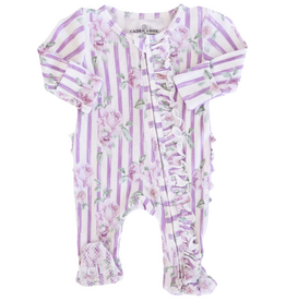 CADEN LANE LILA'S LILACS BAMBOO WAFFLE RUFFLE ZIPPER FOOTIE