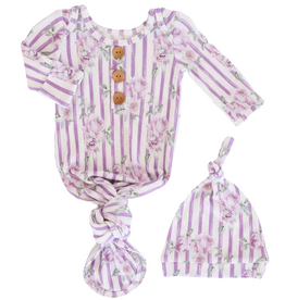 CADEN LANE LILA'S LILACS BAMBOO WAFFLE KNOT GOWN & HAT