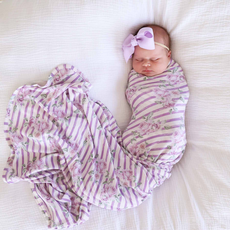 CADEN LANE LILA'S LILACS BAMBOO WAFFLE OVERSIZED SWADDLE BLANKET