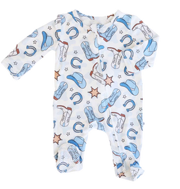 CADEN LANE RODEO DREAMS BLUE ZIPPER FOOTIE