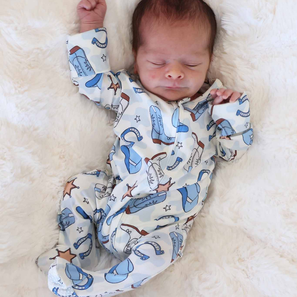 CADEN LANE RODEO DREAMS BLUE ZIPPER FOOTIE