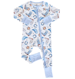 CADEN LANE RODEO DREAMS BLUE CONVERTIBLE ZIP ROMPER
