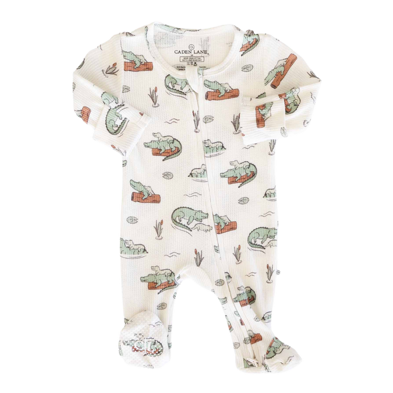 CADEN LANE LATER GATOR BAMBOO WAFFLE ZIPPER FOOTIE