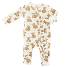 CADEN LANE BEARY SWEET BAMBOO WAFFLE ZIPPER RUFFLE FOOTIE